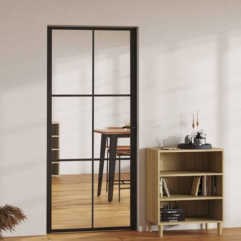 vidaXL Portes intérieures 93 x 201,5 cm Aluminium Noir et Transparent (1/5)
