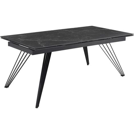 Table extensible 180/260 cm céramique noir marbré pieds filaires - INDIANA 01 (1/5)