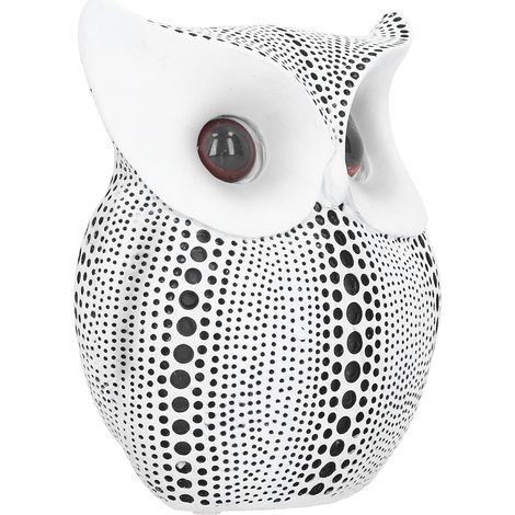 Décoration intérieure nordique créative : hibou à pois en résine, figurine artisanale BS1027, fond blanc à pois noirs (1/5)