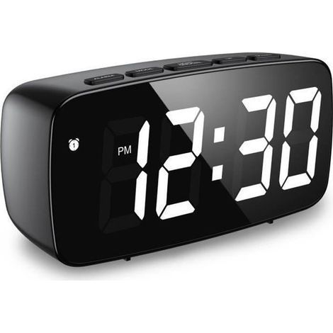 Digital Alarm Clock, LED Alarm Clock with Snooze, Adjustable Brightness, with Daytime Mode, 2 Power Supply Modes (Black) (1/5)