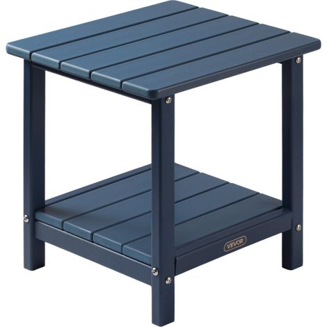 VEVOR Beistelltisch Kunststoff, 45x38x44 cm, Gartentisch aus HDPE, Balkontisch mit 2 Ablagen, Nachttisch, Couchtisch, Dekotisch, geeignet für Terrasse, Pool, Strand, Veranda, Garten, Blau (1/5)