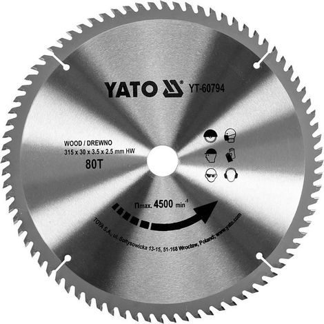 Kreissägeblatt Holzsägeblatt 315 x 30 mm 80 Zähne Hartmetall +Außen-Ø 315mm Innen-Ø 30mm 80 Zähne (1/3)
