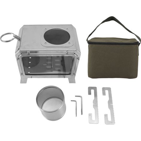 Poêle à bois avec tiroir cendrier multifonctionnel bois de chauffage pour la cuisine en plein air Camping randonnée réchauffement (1/5)