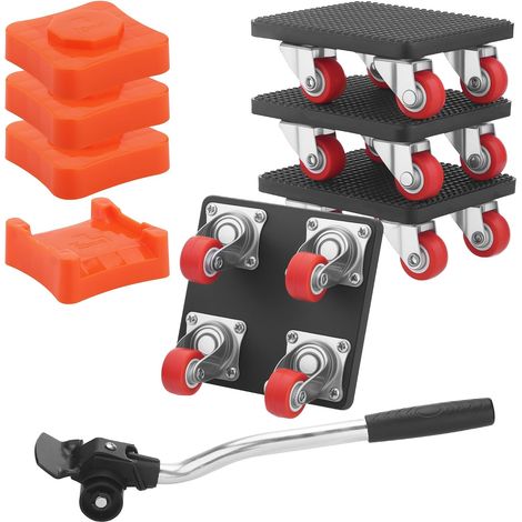 Soulever Meuble Lourd Kit, Leve Meuble avec lève-Charge et Roues Pivotantes à 360°, Capacité 500KG, Kit de Deplace Meuble a Roulette pour Réfrigérateur, Canapé, Armoire (1/5)