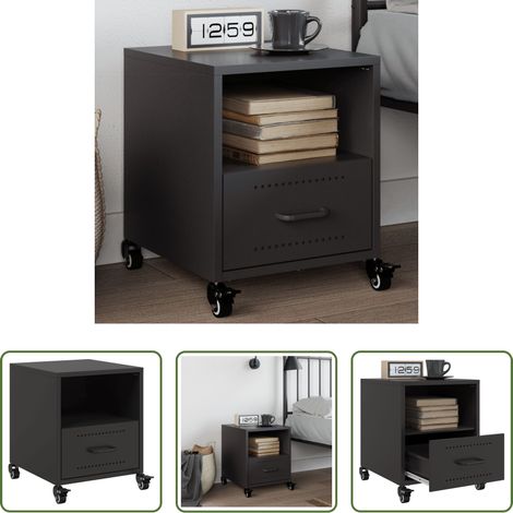 vidaXL Schrank - Nachttisch Schwarz 36x39x43,5 cm Stahl (1/5)