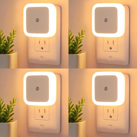 Wandmontierte Nachtlichter – 4er-Pack LED-Nachtlichter mit Dämmerungssensor, sanftes weißes Licht, automatische Ein-/Ausschaltung, geeignet für Kinder, Erwachsene, Familien, Wohnzimmer, Küche, Schlafz