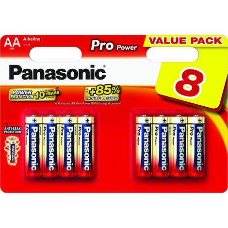 Blister da 8 pile alcaline 1,5V Panasonic "Pro Power" - stilo, AA, LR6, MN1500 (1/2)