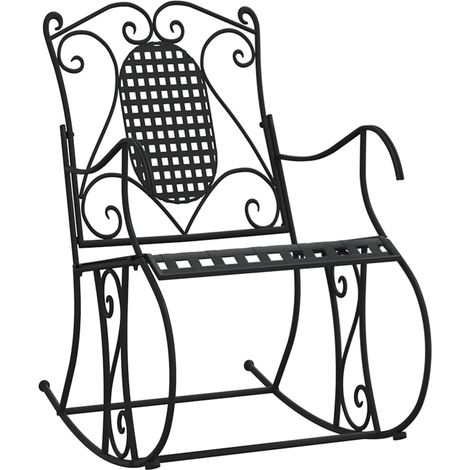 Maison Exclusive - Banco mecedor de acero negro 84 cm