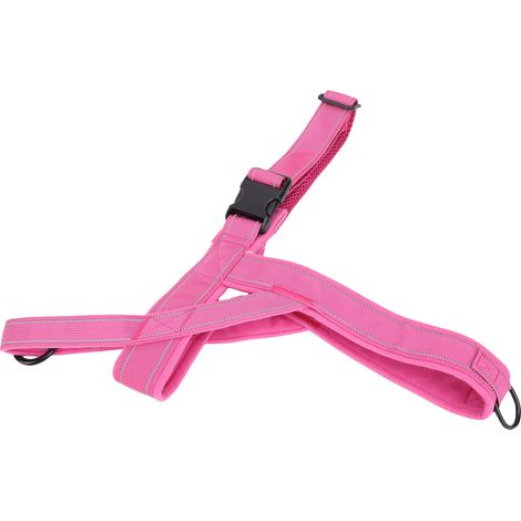 Harnais anti-traction pour chien, confortable, portable, en nylon, réglable, pour la promenade et l'éducation canine, rose, taille M. (1/5)