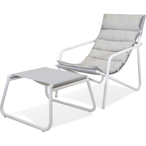 Lettino da giardino con poggiapiedi Coast Zumm in alluminio bianco Homms (1/2)