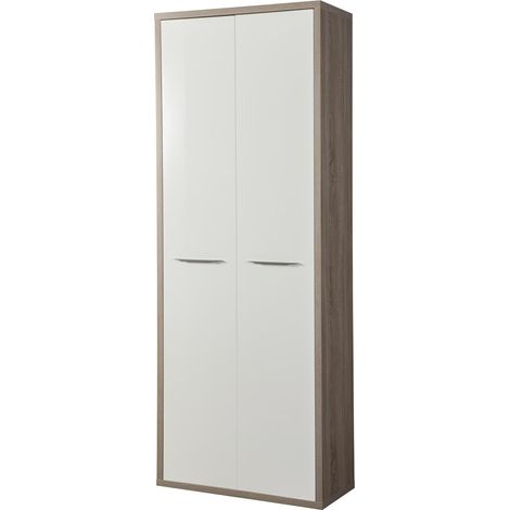Composad  Mobile Contenitore della Linea DISEGNO con 2 Ante, Libreria, Mobile Archivio, Armadio Portadocumenti, (LxAxP) 81,60x217,50x35,70 cm, Rovere Sonoma e Bianco Laccato, Made in Italy (1/5)