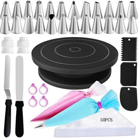 Ensemble de 88 douilles à pâtisserie en acier inoxydable Comprend 8 outils Idéal pour la pâtisserie Noir (1/5)