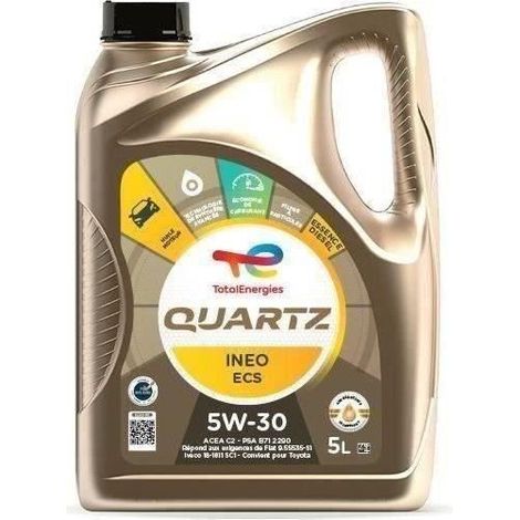 Huile moteur 5L Quartz Ineo ECS 5W30 – Technologie Low SAPS pour moteurs Peugeot, Citroën et DS – Économie de carburant – Total (1/2)