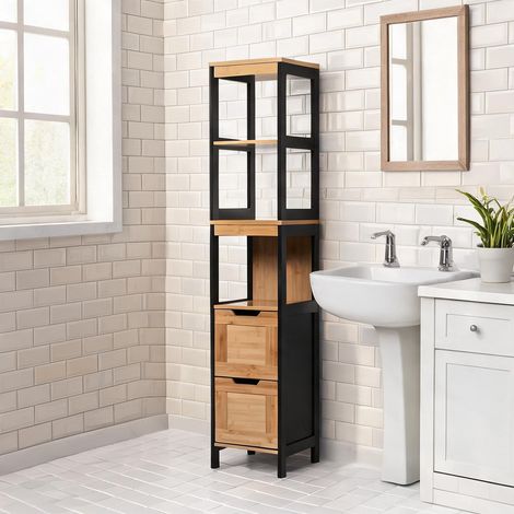 Armoire de rangement marron en bois 30 x 30 x 144 cm (1/5)