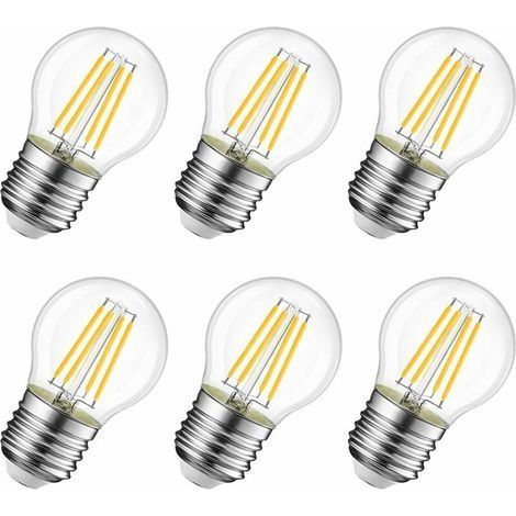 4W Ampoule LED Filament E27 G45, Equivalent à Ampoule Incandescence 40W, 470Lm 2700K Blanc Chaud, Ampoule Edison Vintage, Non Dimmable, Lot de 6 [Classe énergétique E] (1/4)