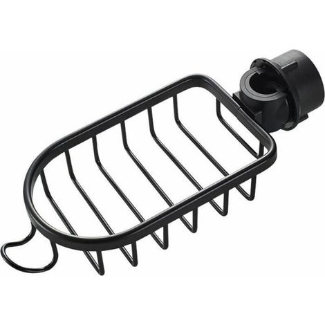 2x Étagères douche inox noires télescopiques – sans perçage, support savon/shampoing (1/4)