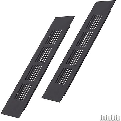 Dailygoods，Rejilla de ventilación 200x50mm negra，2 piezas，Bajo mantenimiento，Ventilación eficiente (1/5)