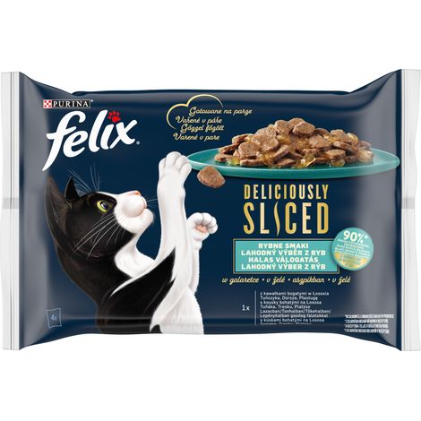 FELIX Délicieusement tranchés au poisson, saveurs variées, 4 x 80 g (1/3)
