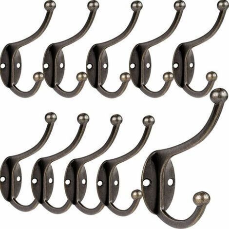 10 Pcs Rétro Crochet Patère Porte Manteau Mural Vintage Crochet de Porte Métal pour Salle de Bain Cuisine Chambre Entrée (Copper)