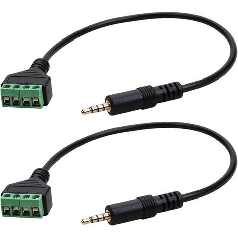 Câble adaptateur TRRS mâle 3,5 mm vers borne à vis 4 broches, convertisseur stéréo symétrique plaqué or, 30 cm multicolore. (1/5)