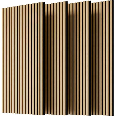 Akustik-Holzpaneele mit Lamellen, 4 Stück, 120 x 60 cm, Eiche Weiß, MODENUIT (1/3)