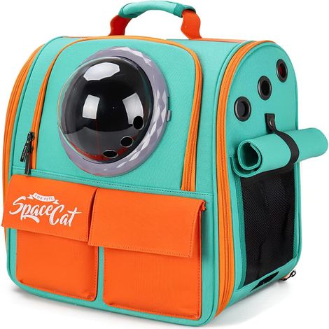 ZOLGINAH Sac à Dos pour Chat, Sac à Dos pour Animaux De Compagnie à Capsule Spatiale Ventilée, Transporteur De Sac à Dos De Voyage pour Petits Chiens(Orange) (1/5)