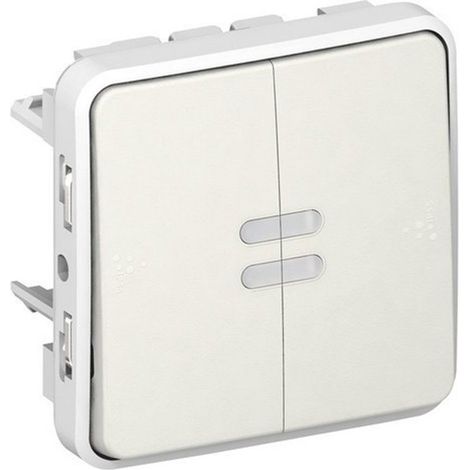 Legrand 069636 Doppeltaster, wasserdicht, NO+NF, beleuchtet, Plexo, kombinierbar, IP55, 10 A, weiß