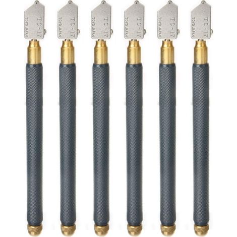 Juego de 6 cortadores de vidrio TC-17 con cabezales rectos lubricados con aceite, discos de corte de carburo, para cortar vidrio, espejos y azulejos.