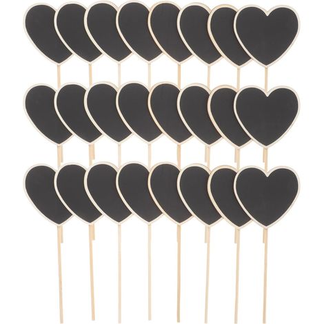 Lot de 30 étiquettes en bois en forme de cœur pour plantes, petit format tableau noir (1/5)
