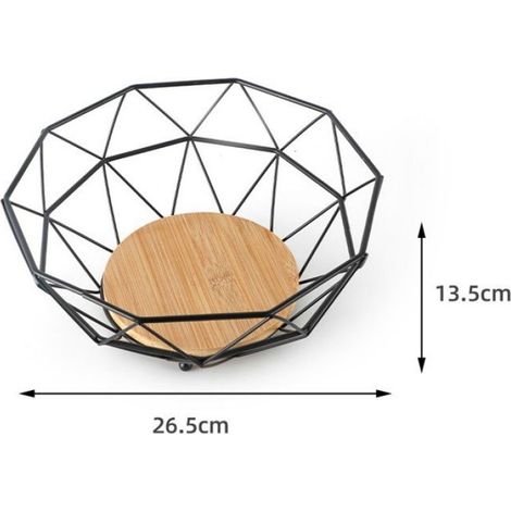 Corbeille à fruits Design industriel Bois & Acier ELIE Noir mat (1/3)