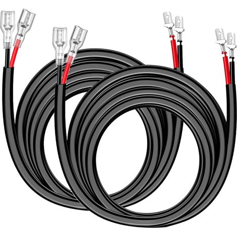 Lot de 2 Rallonges de Faisceau de Câbles 16 AWG 3 Mètres 12-24 V/15 A pour Barre Lumineuse de Travail LED, Feux de Route, Feux Antibrouillard, Eclairage de Bateau (1/5)