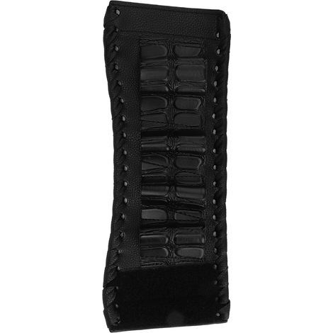 Étui à ciseaux en cuir PU noir avec bracelet poignet, pochette de rangement pour coiffeur, protection pour ciseaux de coupe. (1/5)
