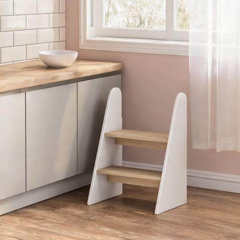 Marchepied Enfant 2 Marches MDF Blanc Salle de Bain branco (1/5)
