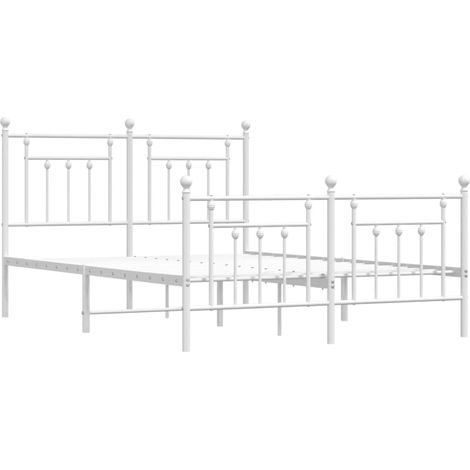 vidaXL Cadre de lit métal sans matelas et pied de lit blanc 140x190 cm (1/5)