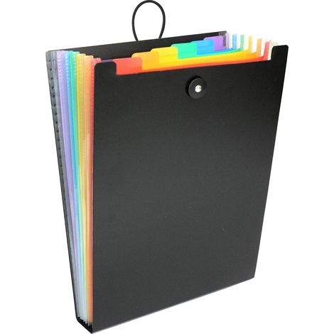 Trieur accordéon 6 compartiments Rainbow Class - Trieur vertical pour sac à dos - Organisateur de sac - Format A4 - Noir (1/2)