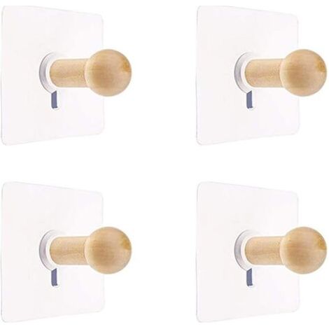 BUNTHAUS Wandhaken, natürlicher Mini-selbstklebender Haken aus Holz, Kleiderhaken für Bademantel, Hut, Kleidung, Wandhaken, Kleiderbügel, Handtuchhalter, Schlafzimmerdekoration, Holz, Mehrzweckhaken,  (1/5)
