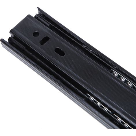 1 paire de glissières télescopiques à billes en acier laminé à froid noir de 8 pouces à 3 sections pour tiroir d'armoire (1/5)