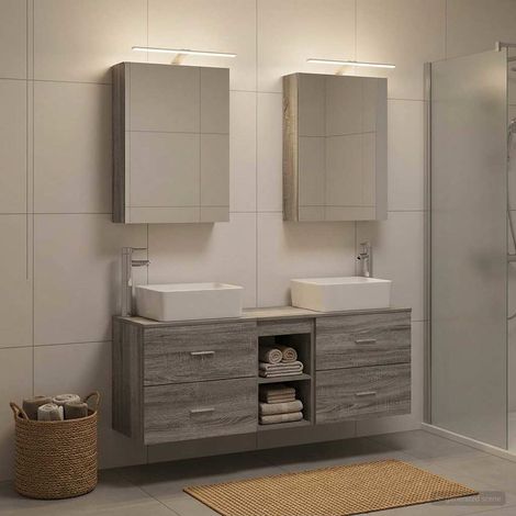 vidaXL Bathroom Furniture Set 5 pcs Grey Sonoma (1/5)