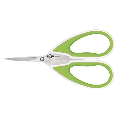 WEDO CISEAUX 9754060 ALLROUND COMFORTLINE, ACIER INOXYDABLE, 15 CM, LAMES À AFFÛTAGE SPÉCIAL AFFÛTAGE DE POINTE SOUPLE VERT POMM