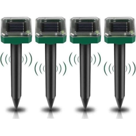 4X Répulsif Taupe Solaire à UltrasonRepulsif Solaire Exterieur Combine Sons et Vibrations Anti Taupes Repousser Taupes,cadeau (1/4)