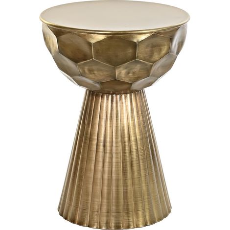 Pegane – Table d'appoint ronde en métal doré – diamètre 39 cm – hauteur 54 cm – design moderne pour intérieur élégant (1/4)