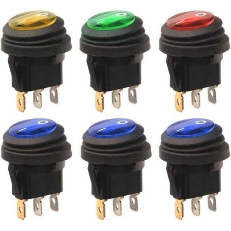 Interrupteur à bascule LED étanche 12 V/24 V CC – Lot de 6 – Pour camions, bateaux, voitures – Facile à utiliser (1/5)