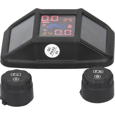 Kit de capteur externe de surveillance de la pression des pneus de moto alimenté à l'énergie solaire, étanche IP67, avec câble USB, 2 capteurs. (1/5)