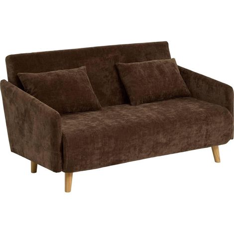 Canapé Convertible 2 Places "Milo" 155cm Marron Tonka (1/5)