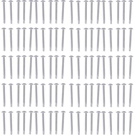 100 Vis autotaraudeuses à tête ronde avec rondelle, acier inoxydable 410, 4,8x50mm, lot de 100 pièces pour fixations (1/5)