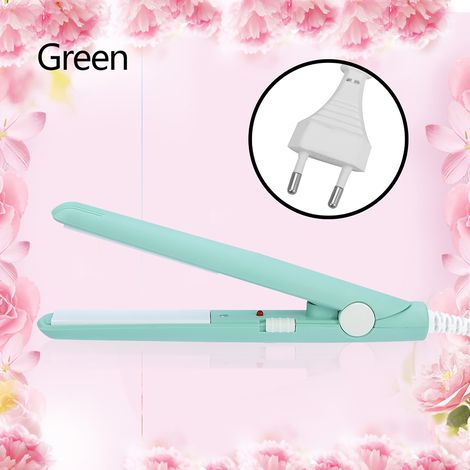 Mini lisseur 2 en 1 avec plaque chauffante en céramique tourmaline peut également être utilisé comme fer à friser couleur vert matcha prise européenne. (1/4)