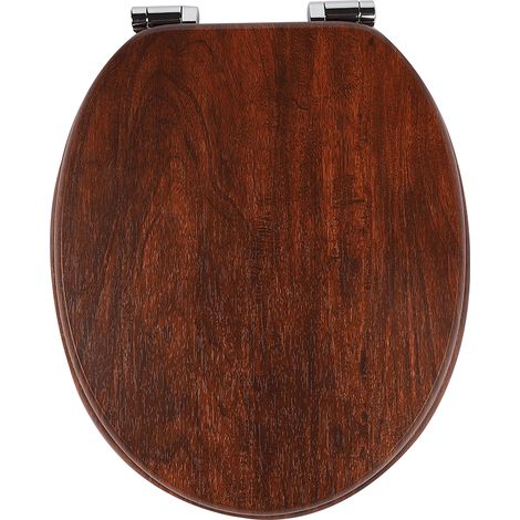 Abattant WC en MDF avec fermeture freinée, aspect bois brun foncé (1/5)
