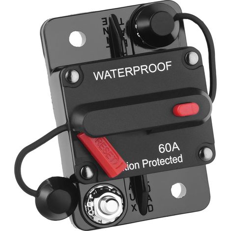 Wasserdichter Leistungsschalter 60 A 12 V-48 V DC mit manueller Rückstellung für Auto, Boot und mehr (1/5)