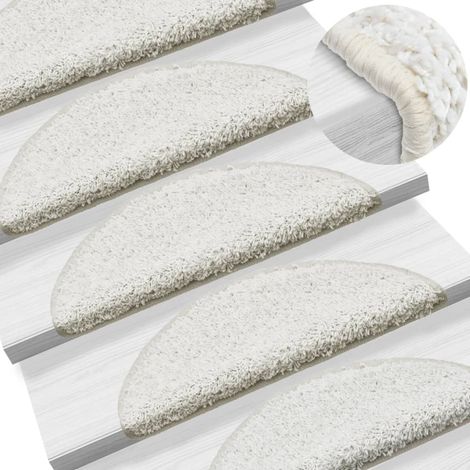 INLIFE 15 pcs Tapis d'escalier Blanc 65 x 25 cm (1/5)