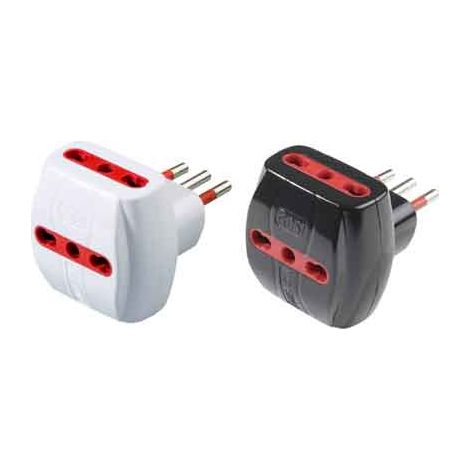 ADATTATORE TRIPLO CON PROTEZIONE 10A ROSI 2P+T - prese